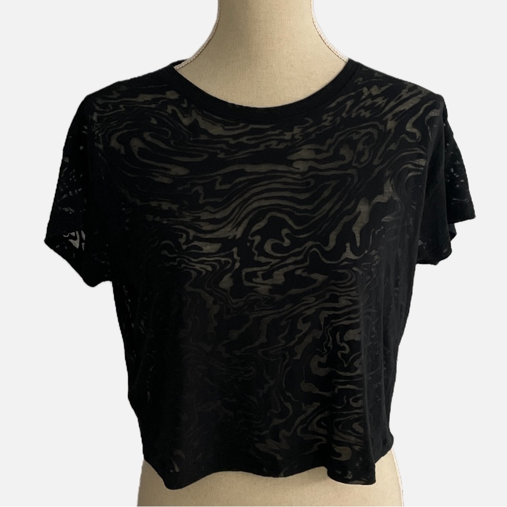 Lululemon Cates Tee Shirt Veil‎ Black Burnout Small Short Sleeve Cropped